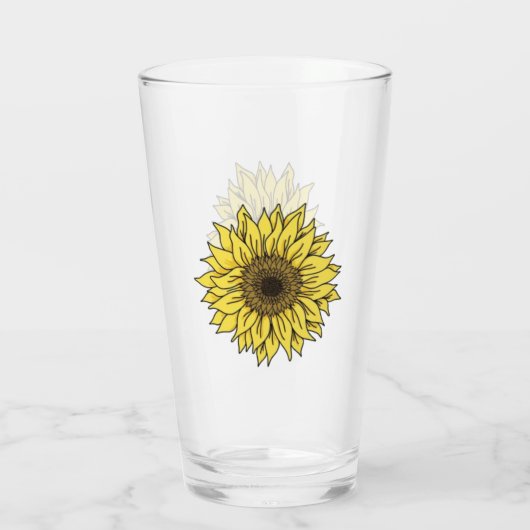 Zonnebloem, botanisch, cadeau voor vrouwen glas (Achterkant)