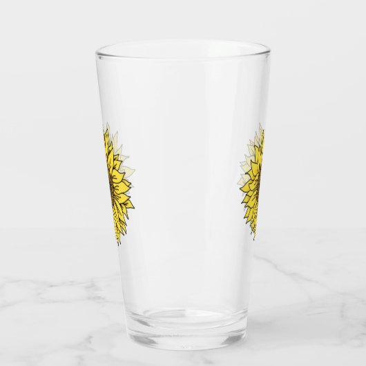 Zonnebloem, botanisch, cadeau voor vrouwen glas (Links)