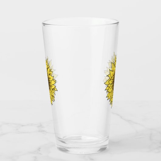 Zonnebloem, botanisch, cadeau voor vrouwen glas (Rechts)