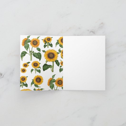 Zonnebloem Botanisch gebladerte Verjaardag Kaart (Binnen)
