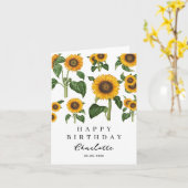Zonnebloem Botanisch gebladerte Verjaardag Kaart (Gele Bloem)