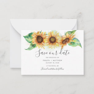 Zonnebloem Botanische Aquarel Save The Date Notitiekaartje