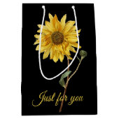 Zonnebloem Botanische Black Gift Bag Medium Cadeauzakje (Voorkant)