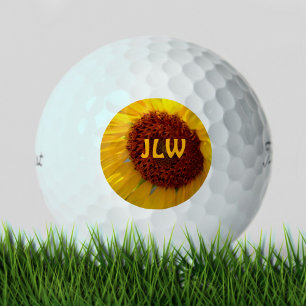 Zonnebloem Botanische Bloem Gepersonaliseerde Init Golfballen