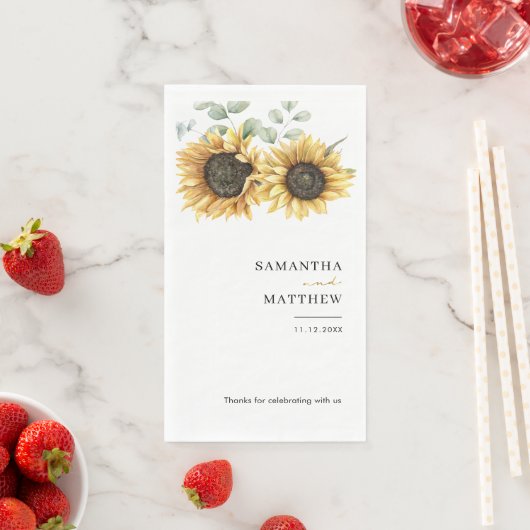 Zonnebloem Botanische Bloemen Bruiloft Servet (Insitu)