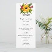 Zonnebloem Botanische Bloemen Herfst Bruiloft Voed Menu (Staand voorkant)