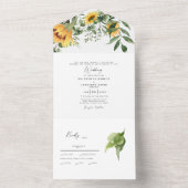 Zonnebloem Botanische bruidparenten bruiloft All In One Uitnodiging (Binnen)