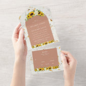 Zonnebloem Botanische bruiloft All In One Uitnodiging (Afscheurbaar)