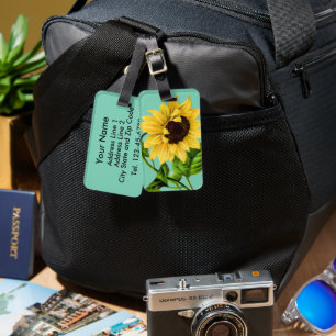 Zonnebloem Botanische Gepersonaliseerde Bagagelabel