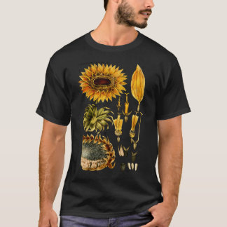 Zonnebloem botanische illustratie 19e eeuw t-shirt