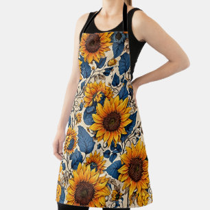 Zonnebloem Botanische Keuken Schort Vintage