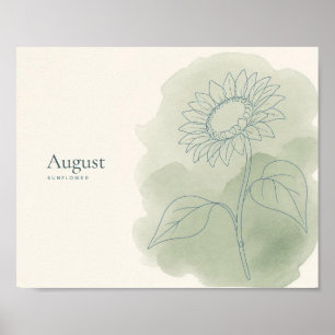 Zonnebloem Botanische Kunstprint   AugustusbLOEM Poster
