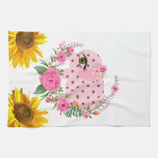 Zonnebloem Boterfly Elephant Floral Kitchen Towel Theedoek (Horizontaal)