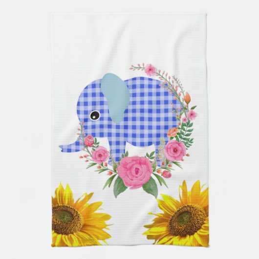 Zonnebloem Boterfly Elephant Floral Kitchen Towel Theedoek (Verticaal)