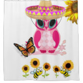 Zonnebloem Boterfly Owl Bumblebee Showgordijn Douchegordijn (Voorkant)