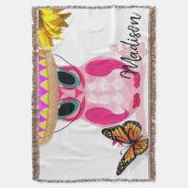 Zonnebloem Boterfly Throw Blanket Deken (Voorkant Verticaal)