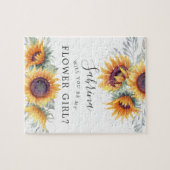 Zonnebloem Bouquet Bloemenmeisje Request Message Legpuzzel (Horizontaal)