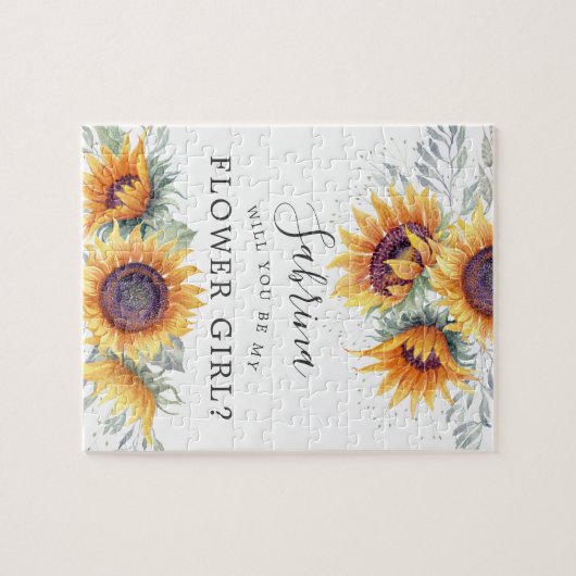 Zonnebloem Bouquet Bloemenmeisje Request Message Legpuzzel (Horizontaal)