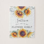 Zonnebloem Bouquet Bloemenmeisje Request Message Legpuzzel (Verticaal)