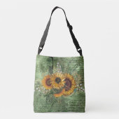  zonnebloem Bouquet Green Ephemera Crossbody Tas (Achterkant)