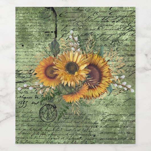  zonnebloem Bouquet Green Ephemera Wijn Etiket (Enkel label)