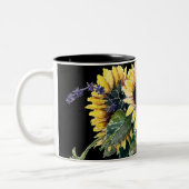 Zonnebloem Bouquet op Black Tweekleurige Koffiemok (Links)