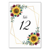 Zonnebloem Bourgogne Bloemen Geometrische Bruiloft Kaart (Voorkant)