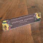 Zonnebloem Bourgogne Bloemen Hout Graan Naambordje (Zijkant)