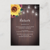 Zonnebloem Bourgogne Bokverlichting Bruiloft Detai Informatiekaartje (Voorkant)