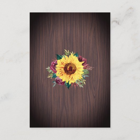 Zonnebloem Bourgogne Bokverlichting Bruiloft Detai Informatiekaartje (Achterkant)