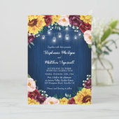 Zonnebloem Bourgogne Navy Jars Lights Bloemenbruil Kaart (Staand voorkant)