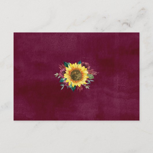 Zonnebloem Bourgogne Roos Bloemen Bruiloft Recepti Informatiekaartje (Achterkant)