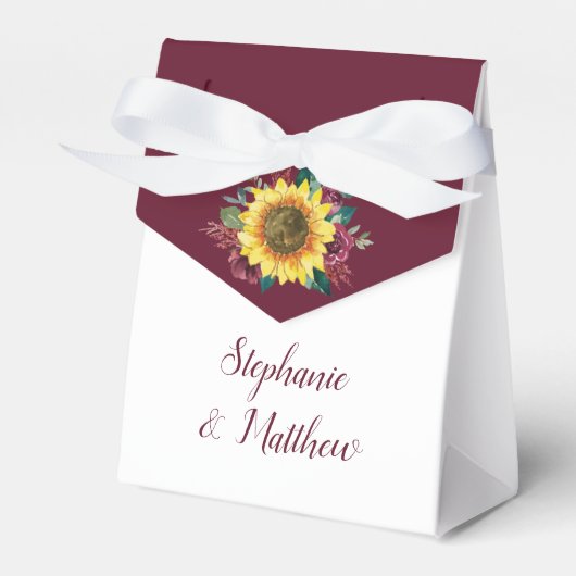 Zonnebloem Bourgogne Roos Geometrische bruiloft Be Bedankdoosjes (Voorkant Zijde)