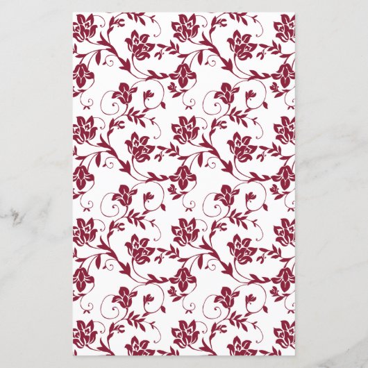 Zonnebloem Bourgogne Wit Damask Wedding Menu Kaart (Achterkant)