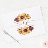 Zonnebloem Bourgondië Bloemen bruiloft Dank u Ronde Sticker (Envelop)