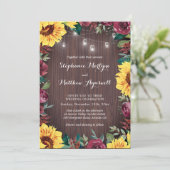 Zonnebloem Bourgondië Floral Wood Jar Lights Bruil Kaart (Staand voorkant)