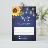 Zonnebloem Bourgondië Jar Lights Floral Navy Bruil RSVP Kaartje (Staand voorkant)