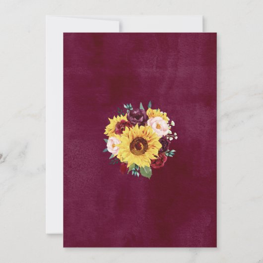 Zonnebloem Bourgondië Marsala Bloemen Lichten brui Kaart (Achterkant)