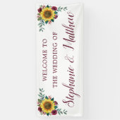 Zonnebloem Bourgondië Roos Bloemen bruiloft Welkom Spandoek (Verticaal)