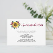 Zonnebloem Bourgondië Roos Bruiloft Accommodaties Informatiekaartje (Staand voorkant)