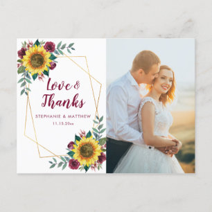 Zonnebloem Bourgondië Roos geometrische foto dank  Briefkaart