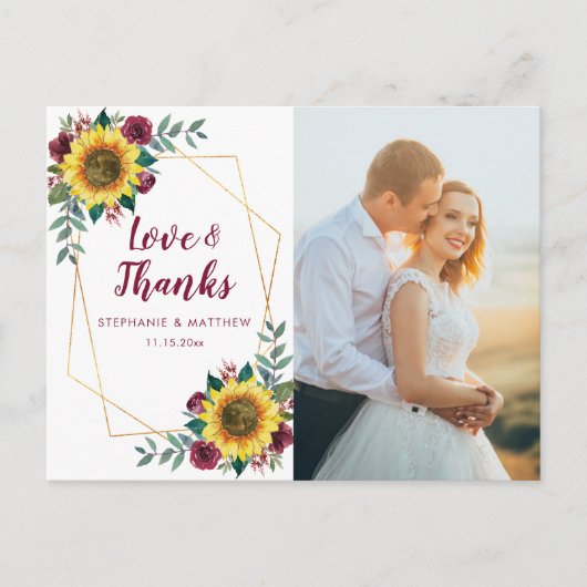 Zonnebloem Bourgondië Roos geometrische foto dank  Briefkaart (Voorkant)