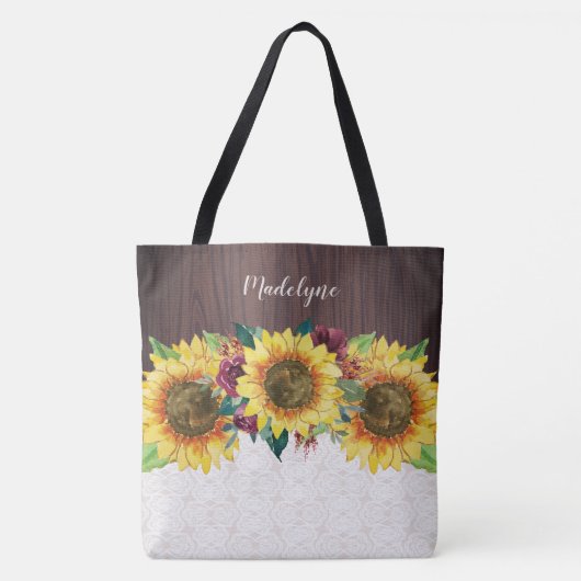 Zonnebloem Bourgondië Roos Kant rustiek gepersonal Tote Bag (Voorkant)