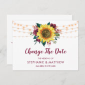 Zonnebloem Bourgondië Roos Lichtjes Wijzig De Datu Aankondigingskaart (Voorkant / Achterkant)