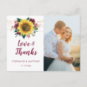 Zonnebloem Bourgondië Roos Lights Foto Dank u Briefkaart (Voorkant)