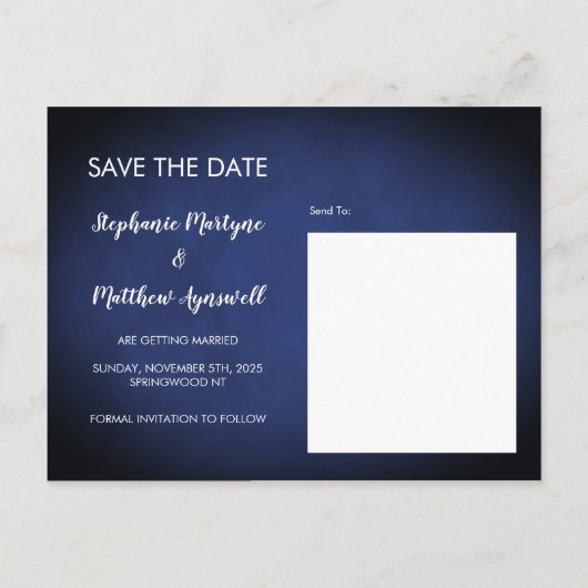 Zonnebloem Bourgondië Roos Lights Navy Blue Bruilo Aankondigingskaart (Achterkant)