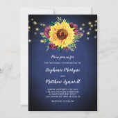 Zonnebloem Bourgondië Roos Lights Navy Blue Bruilo Kaart (Voorkant)