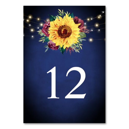 Zonnebloem Bourgondië Roos Lights Navy Blue Bruilo Kaart (Achterkant)