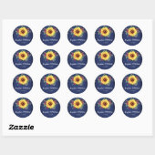 Zonnebloem Bourgondië Roos Lights Navy Blue Bruilo Ronde Sticker (Vel)