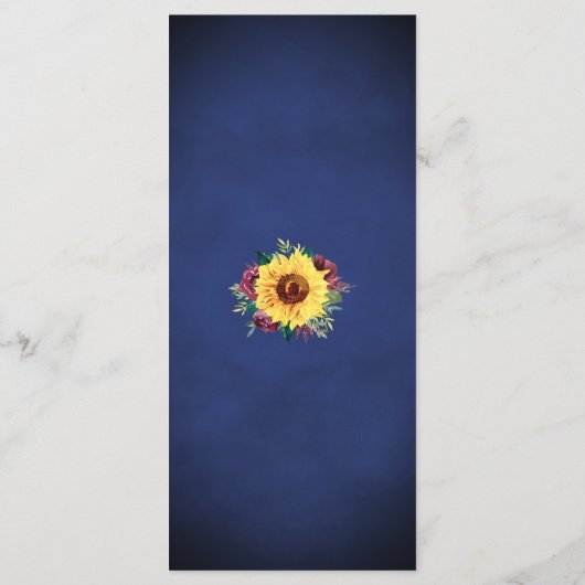 Zonnebloem Bourgondië Roos Lights Navy Bruiloft Me Menu (Achterkant)